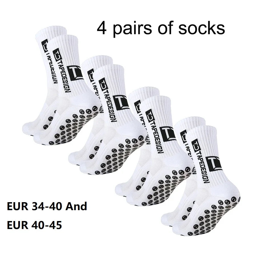 4 Pairs of New TC Mid Tube Glued Football Socks for Sports Training and Competition, Non Slip and Breathable Socks