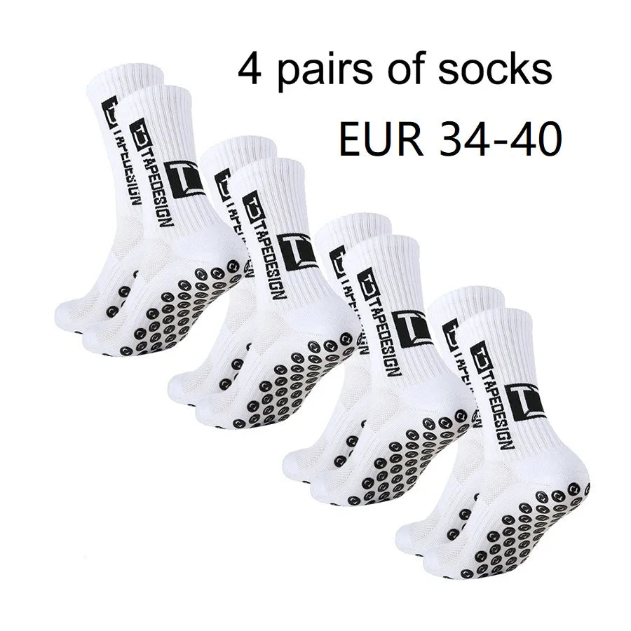4 Pairs of New TC Mid Tube Glued Football Socks for Sports Training and Competition, Non Slip and Breathable Socks