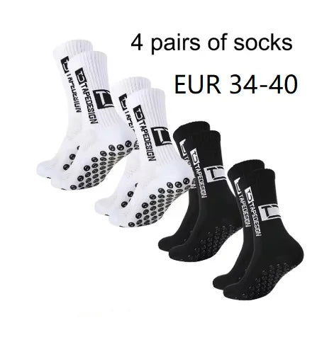 4 Pairs of New TC Mid Tube Glued Football Socks for Sports Training and Competition, Non Slip and Breathable Socks