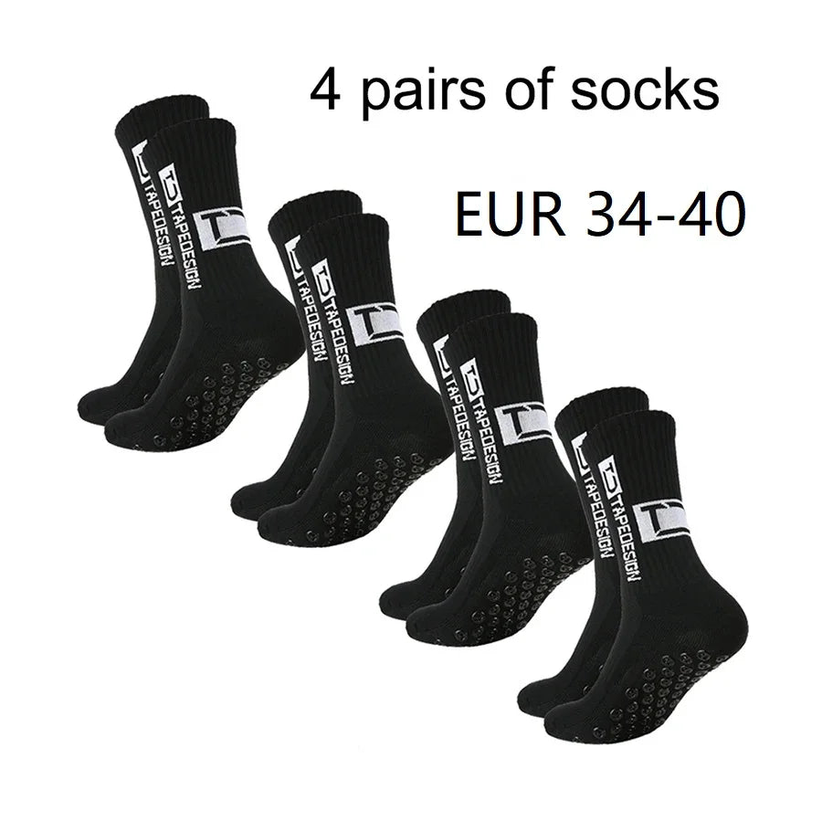 4 Pairs of New TC Mid Tube Glued Football Socks for Sports Training and Competition, Non Slip and Breathable Socks