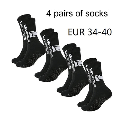 4 Pairs of New TC Mid Tube Glued Football Socks for Sports Training and Competition, Non Slip and Breathable Socks