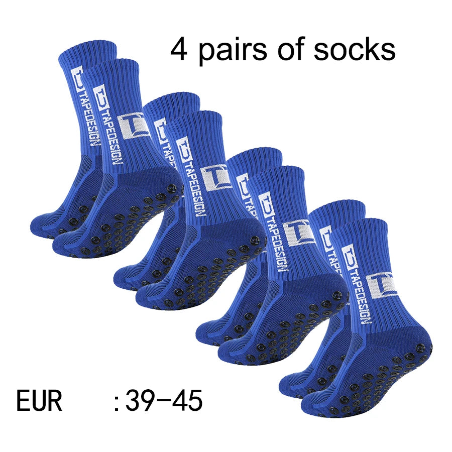 4 Pairs of New TC Mid Tube Glued Football Socks for Sports Training and Competition, Non Slip and Breathable Socks