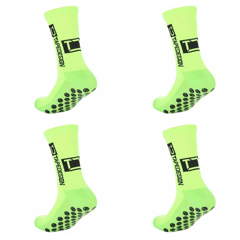 4 Pairs of New TC Mid Tube Glued Football Socks for Sports Training and Competition, Non Slip and Breathable Socks